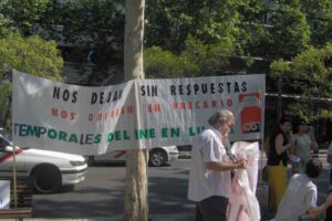 Imágenes de la huelga en el INE de Madrid