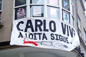 La CGT de Vilagarcía de Arousa recuerda el 6º aniversario de la muerte de Carlo Giuliani en las movilizaciones de Génova el 20 de julio de 2001