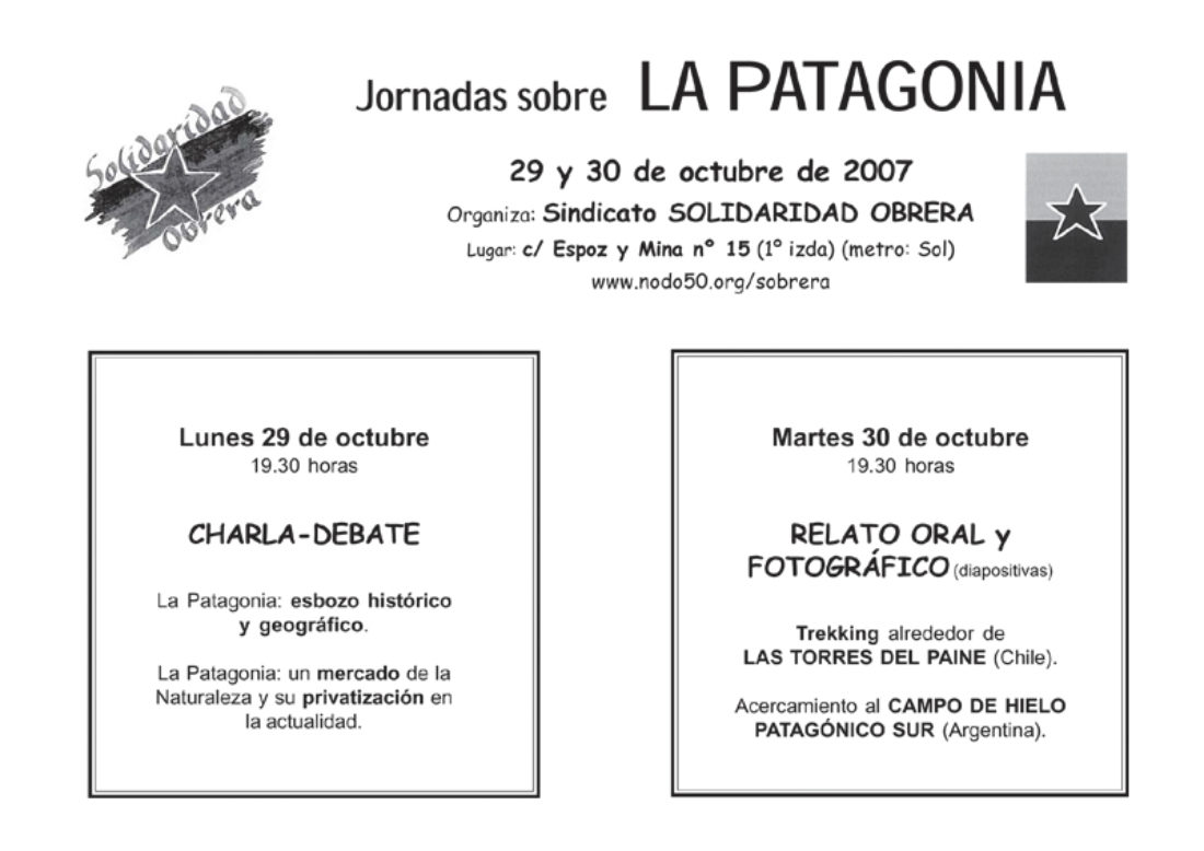 29 y 30 de octubre 2007. Jornadas sobre la Patagonia.