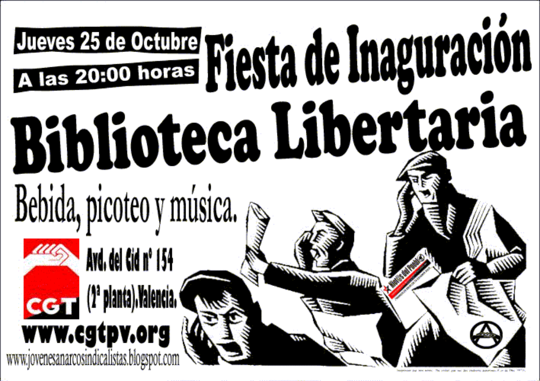 Valencia. Fiesta de inaguración de la Biblioteca Libertaria en Valencia.
