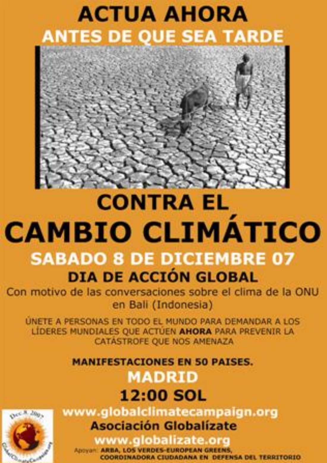 Manifestación en Madrid contra el cambio climático el 8 de diciembre, a las 12 horas, en la Puerta del Sol