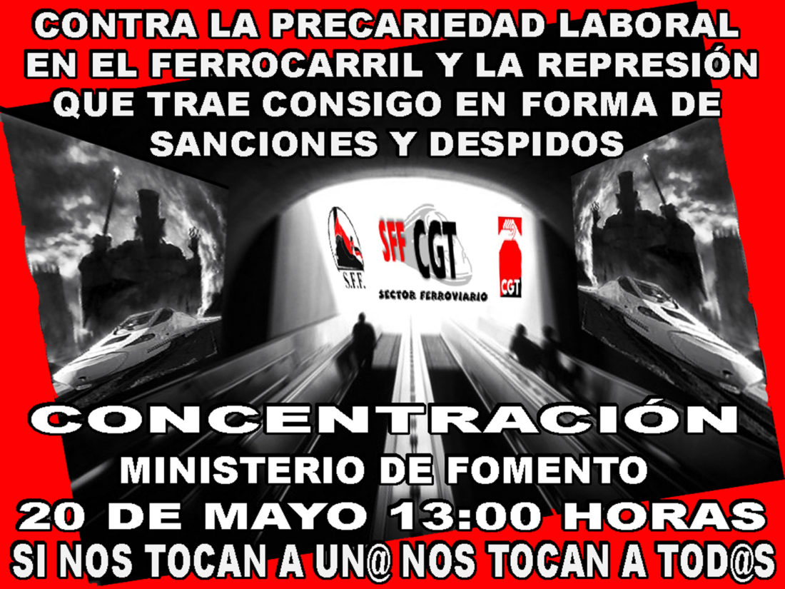 El SFF-CGT se concentrará en Madrid el 20 de mayo contra la precariedad laboral y la represión en el ferrocarril