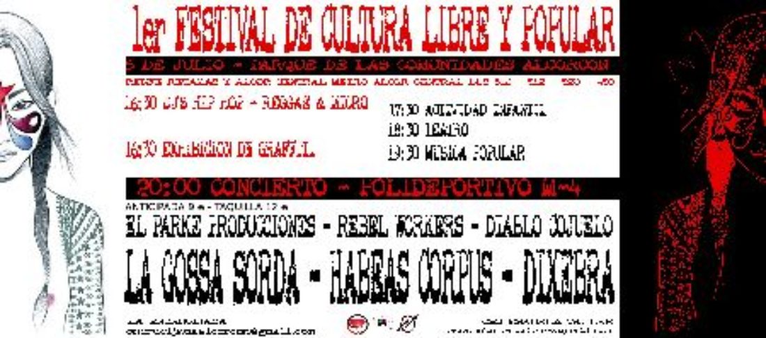 Festival de cultura libre y popular en Alcorcón ; 5 de julio, a las 16:30