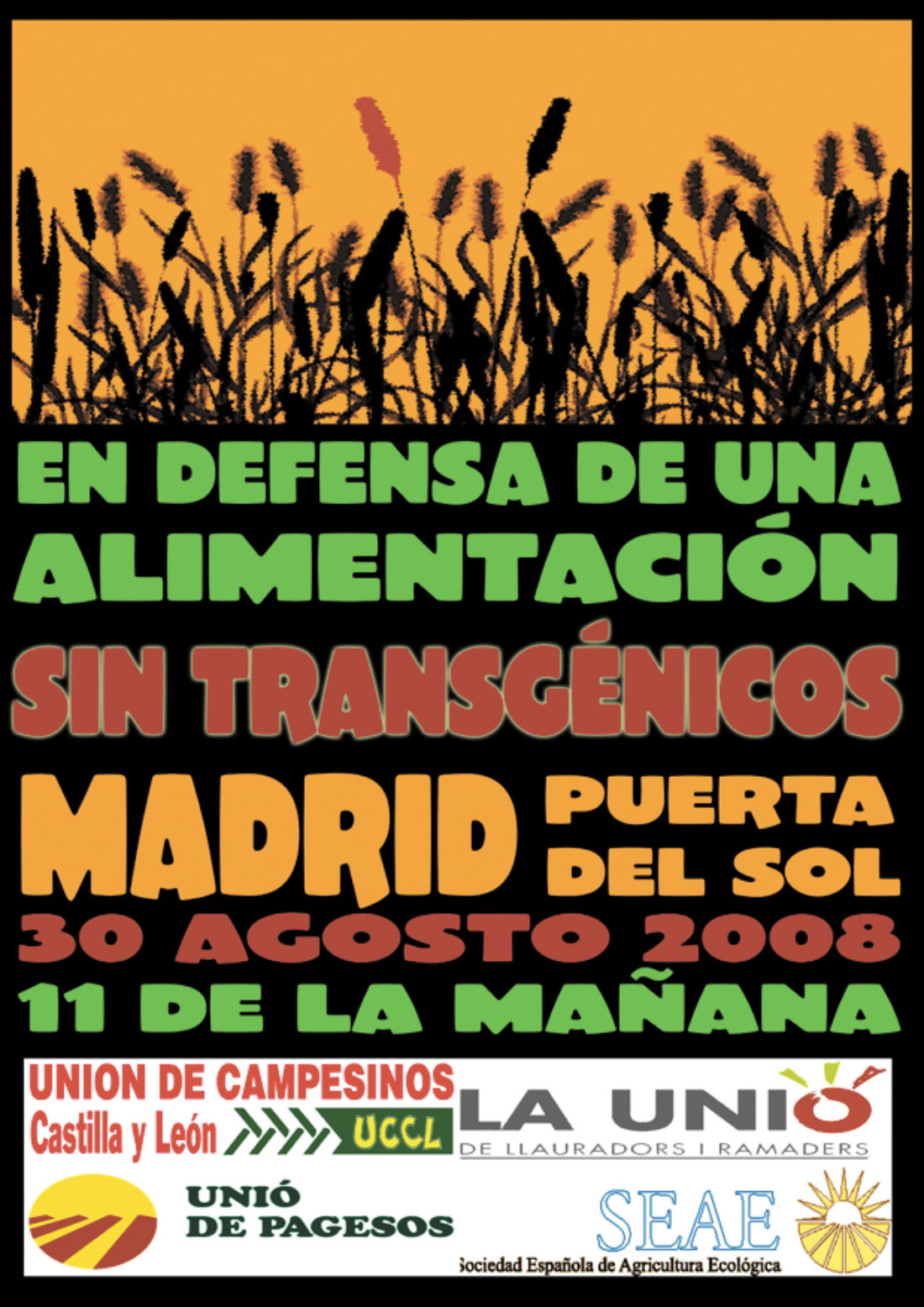 Madrid, 30 de agosto : por una alimentación sin transgénicos