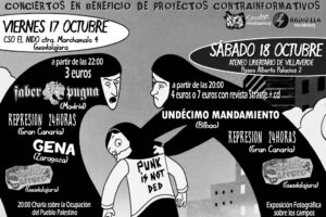 17 y 18 de octubre, en Guadalajara y Madrid : conciertos en beneficio de proyectos contrainformativos