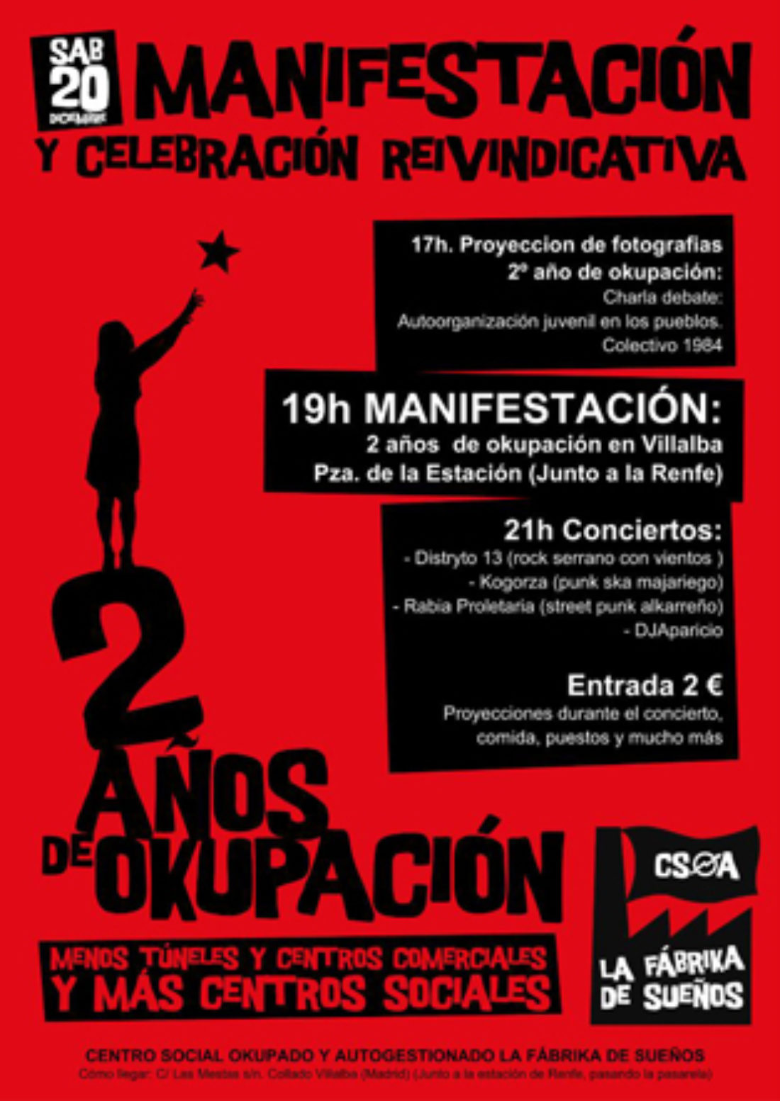Celebración del segundo aniversario del centro social okupado La Fábrika en Collado Villalba