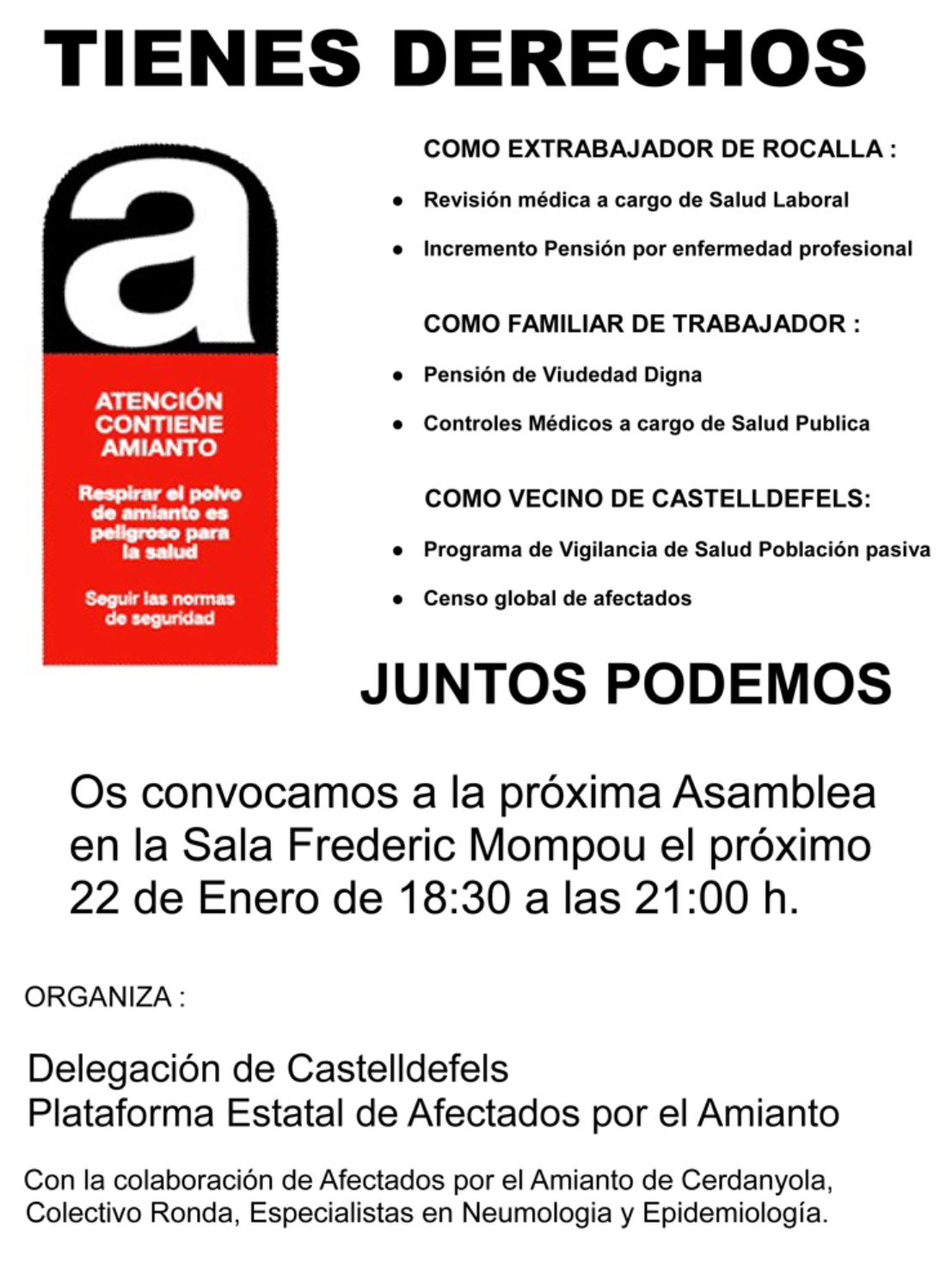 Castelldefels : asamblea de afectados por el amianto