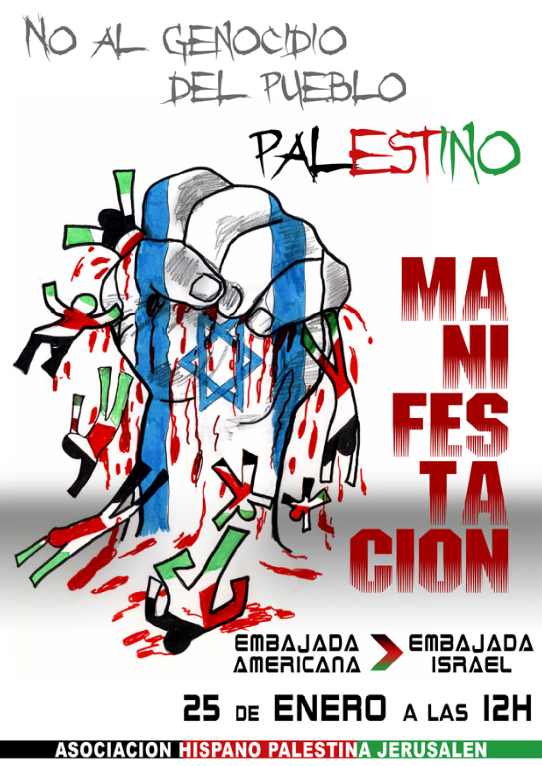 Madrid : manifestación contra el genocidio en Palestina y por el fin de la ocupación. 25 de enero, a las 12,00 horas.