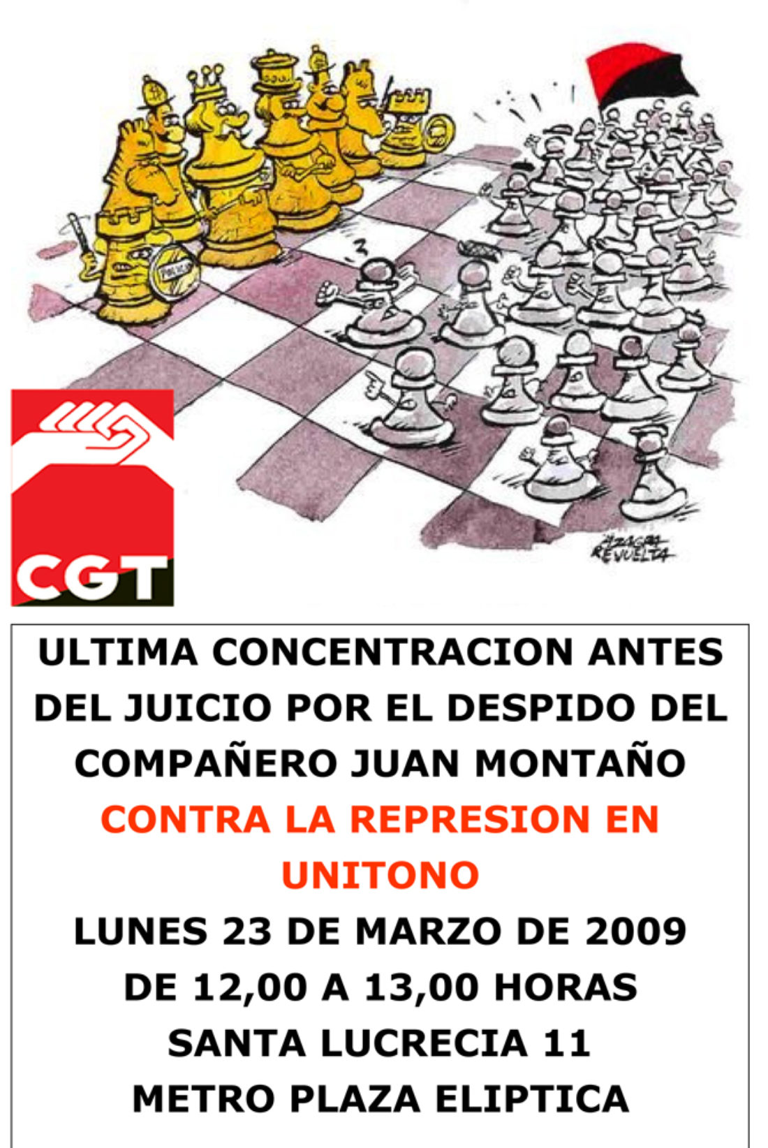 Madrid : concentración frente a Unitono por la readmisión de Juan el lunes 23