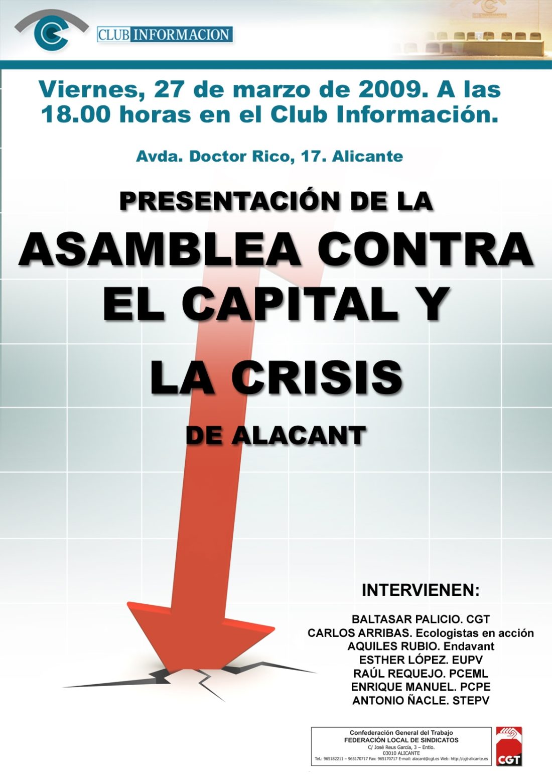 Alacant : ASAMBLEA EN EL CLUB INFORMACIÓN Viernes 27 marzo 18 horas