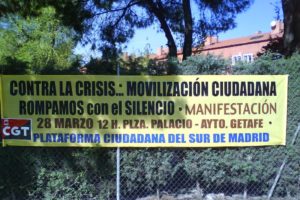 Contra la crisis , movilización ciudadana. Actos en la zona sur de Madrid