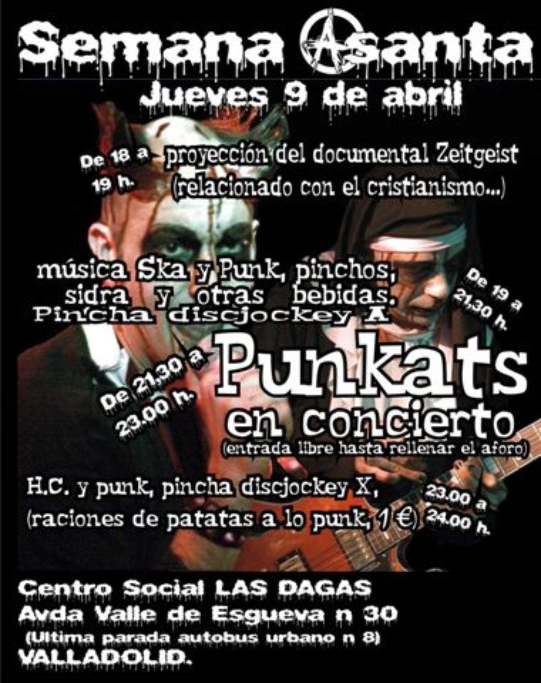 Conciertazo Ateo, jueves 9 de abril, nuevo centro social en Valladolid.  ￼