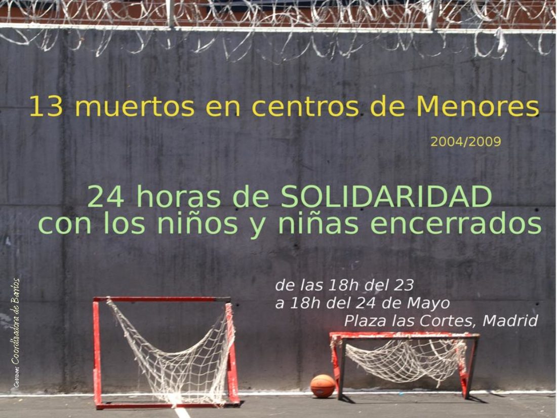 Madrid, Coordinadora de Barrios : fin de semana “24h. de solidaridad con los niños y niñas encerrados”
