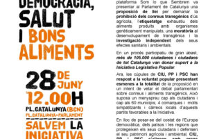 28 de junio. Barcelona : Manifestación «Democracia, salud y buenos alimentos»
