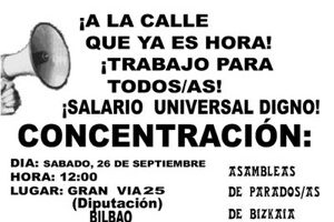 26 septiembre, Bilbao : Concentración de Asambleas de Parados/as de Bizkaia