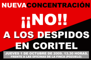 1 octubre, Madrid : Concentración contra despidos en Coritel