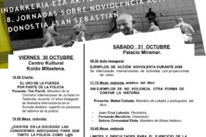 30-31 octubre, Donostia : 8. Jornadas sobre noviolencia activa