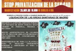 26 nov. Madrid : Manifestación Stop a la Privatización de la Sanidad Pública