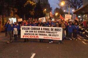 Manifestación en Barcelona de lxs trabajadorxs de Fiscosa