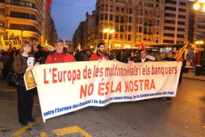 1.500 personas se manifiestan en Valencia contra la Europa capitalista