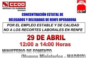 Renfe : Concentración en Madrid el 28 de abril por un desarrollo profesional digno