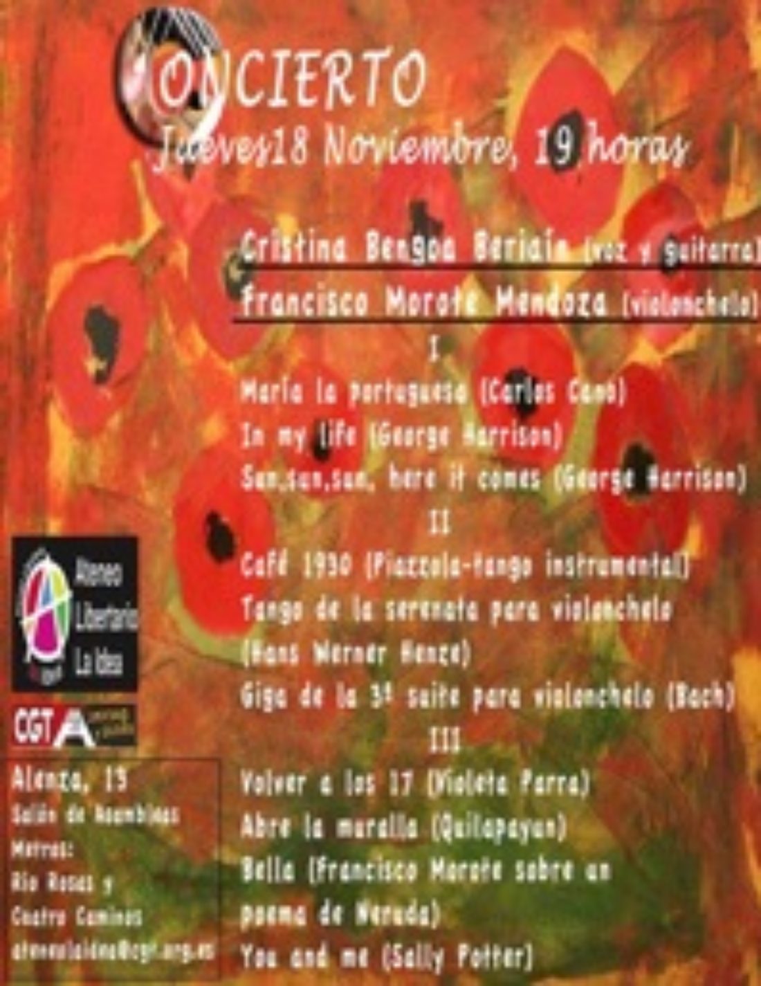 18 nov, AL La Idea-Madrid : Concierto de Cristina Bengoa y Francisco Morote