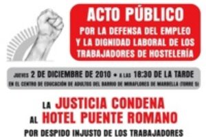 2 diciembre, Marbella : «Por la dignidad laboral de lxs trabajadorxs de Hostelería»