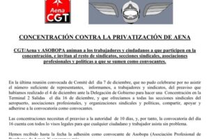 16 dic, Aeropuerto de Barajas : Concentración contra la privatización de Aena