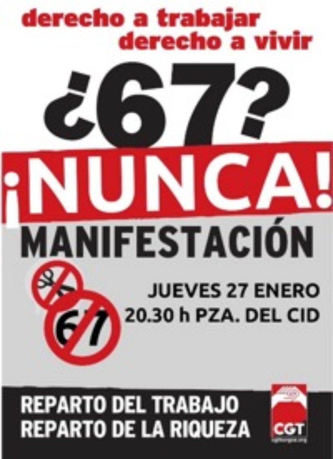 27 enero, Burgos : Manifestación contra la jubilación a los 67 años