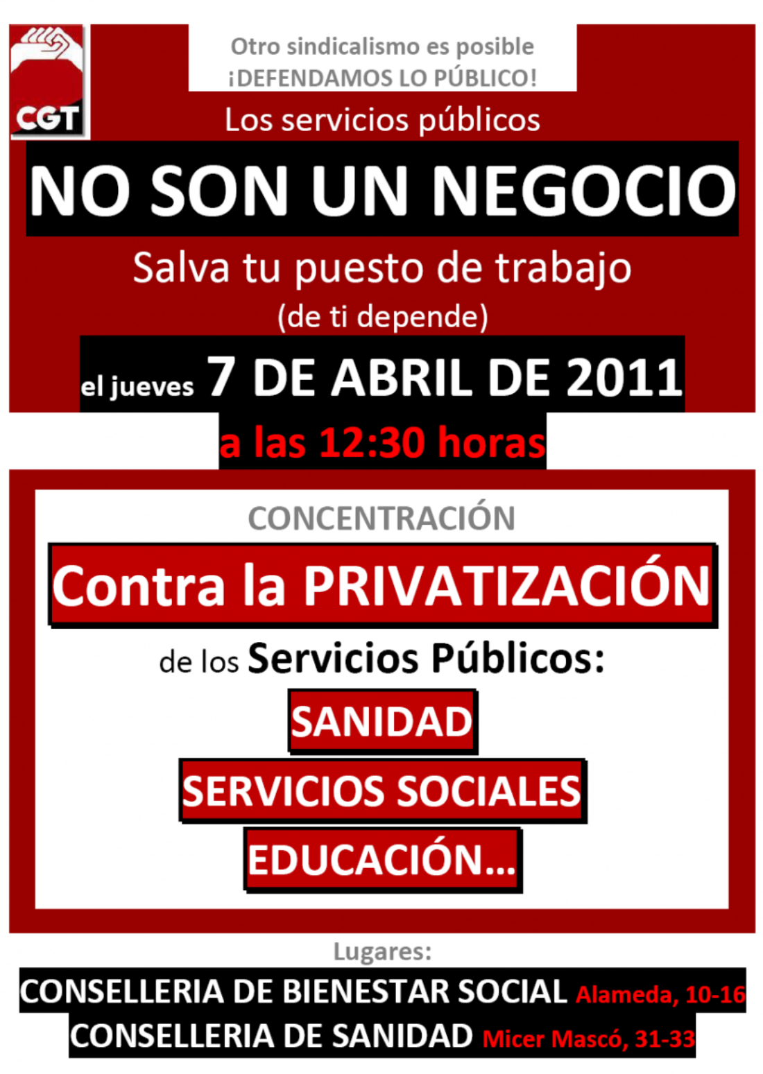 València: Concentración contra la privatizació de los Servicios Públicos