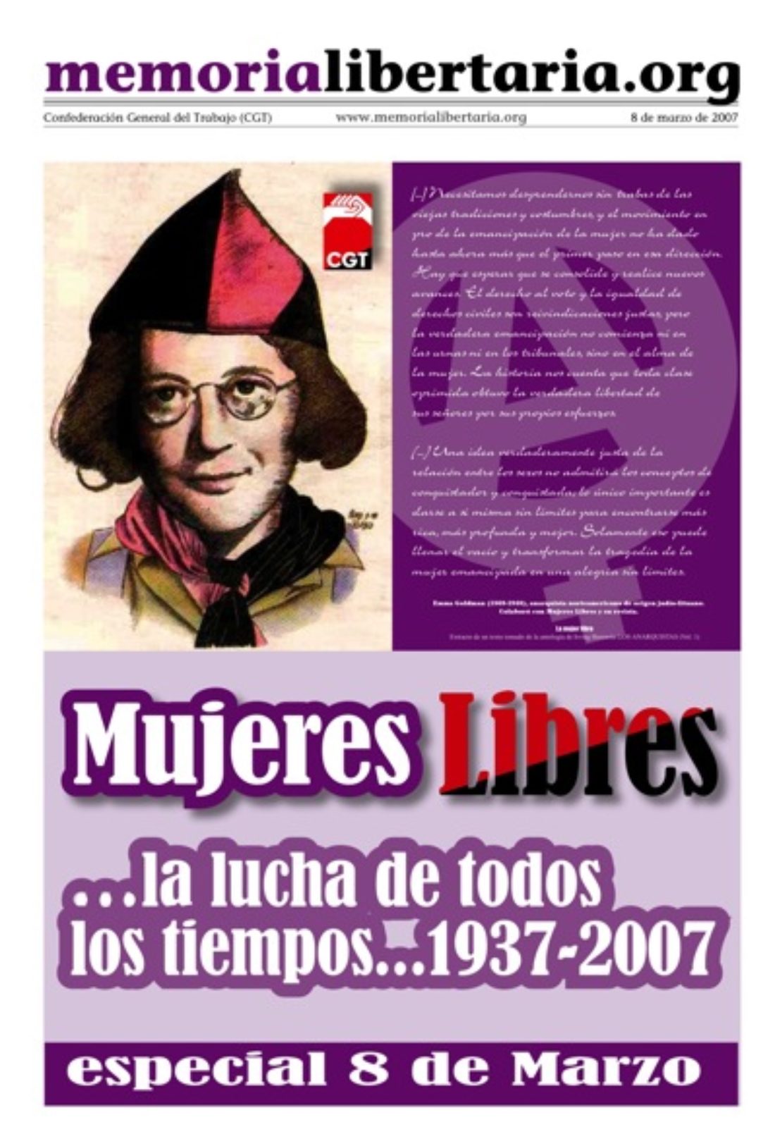 Especial 8 de marzo «Mujeres Libres 1937-2007» – marzo 2007