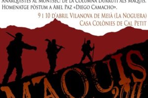 Jornadas «Anarquistes al Montsec: de la Columna Durruti als Maquis» en Vilanova de Meià