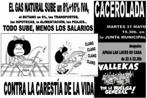 Vallekas, Madrid: Cacerolada contra la carestía de la vida