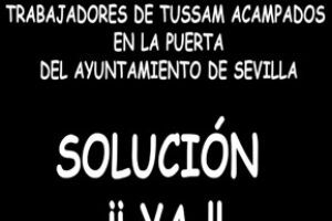 Manifestación en Sevilla de apoyo a compañeros acampados de TUSSAM