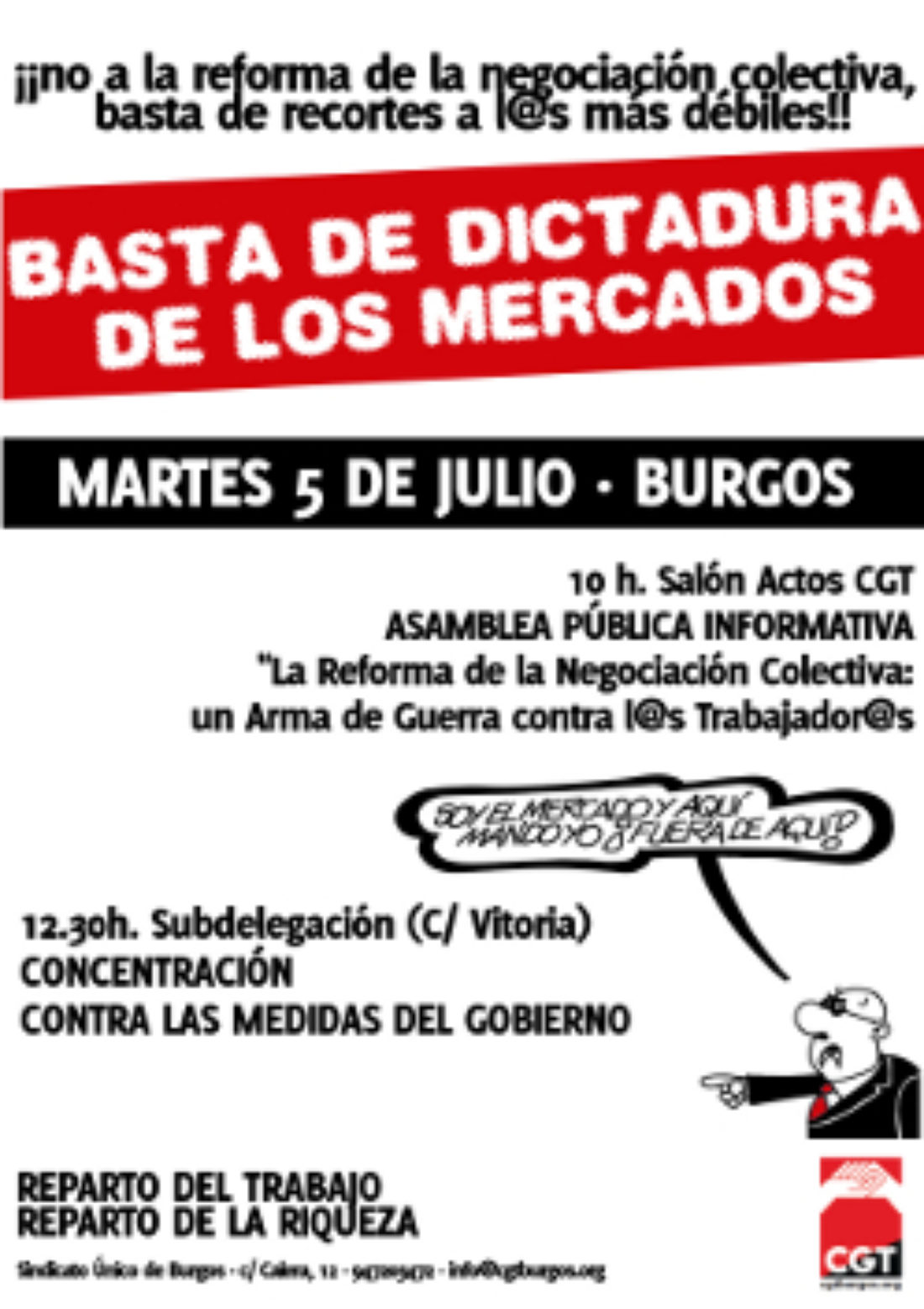 Burgos: Asamblea informatica y Concentración contra los recortes y reformas del Gobierno