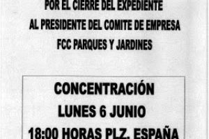 Solidaridad con el presidente del Comité de Empresa de FCC Parques y Jardines de Zaragoza