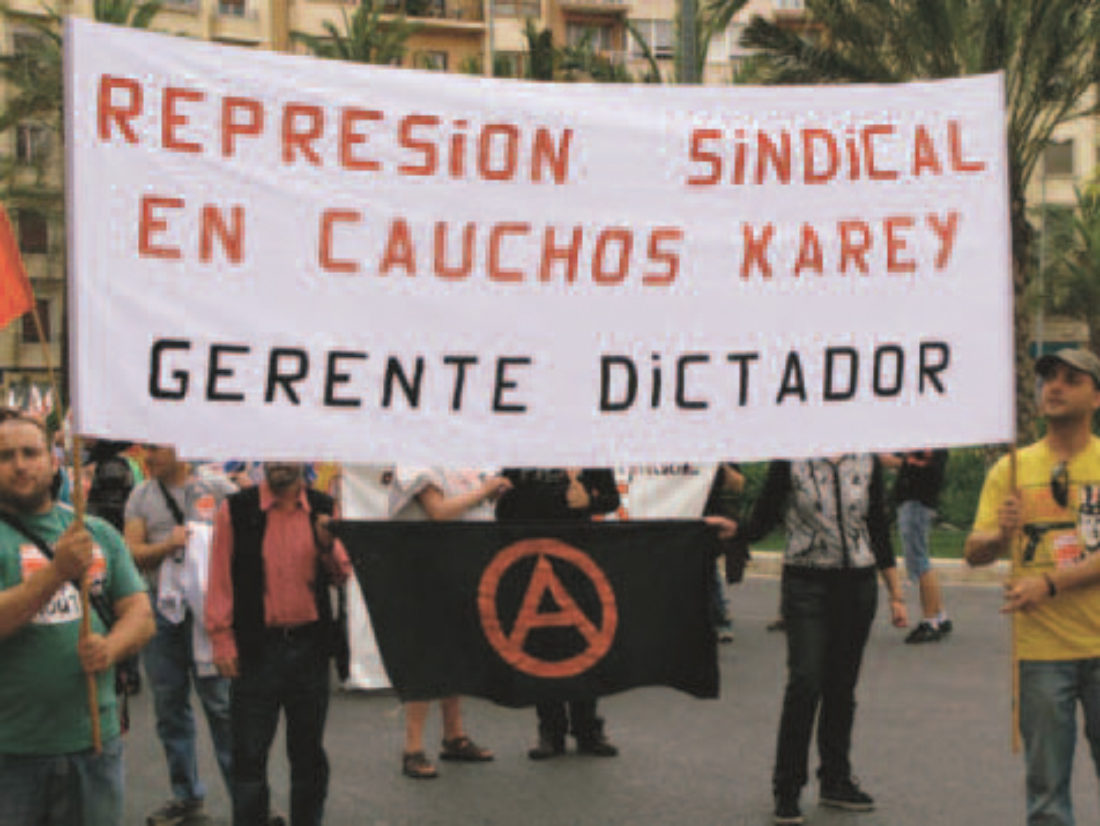 Alicante : concentración el 19 de mayo contra la represión sindical en Cauchos Karey
