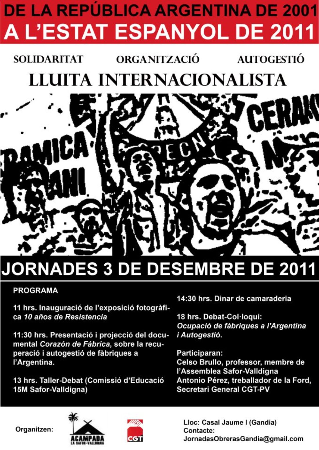 Gandía: Jornadas «De la república argentina de 2001 a el Estado Español de 2011»