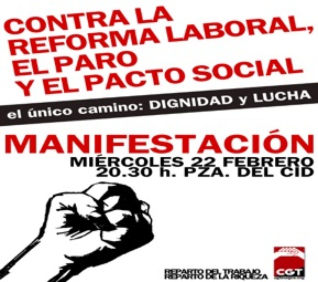 Burgos: Manifestación de CGT contra la Reforma, el Paro, los Recortes y el Pacto Social