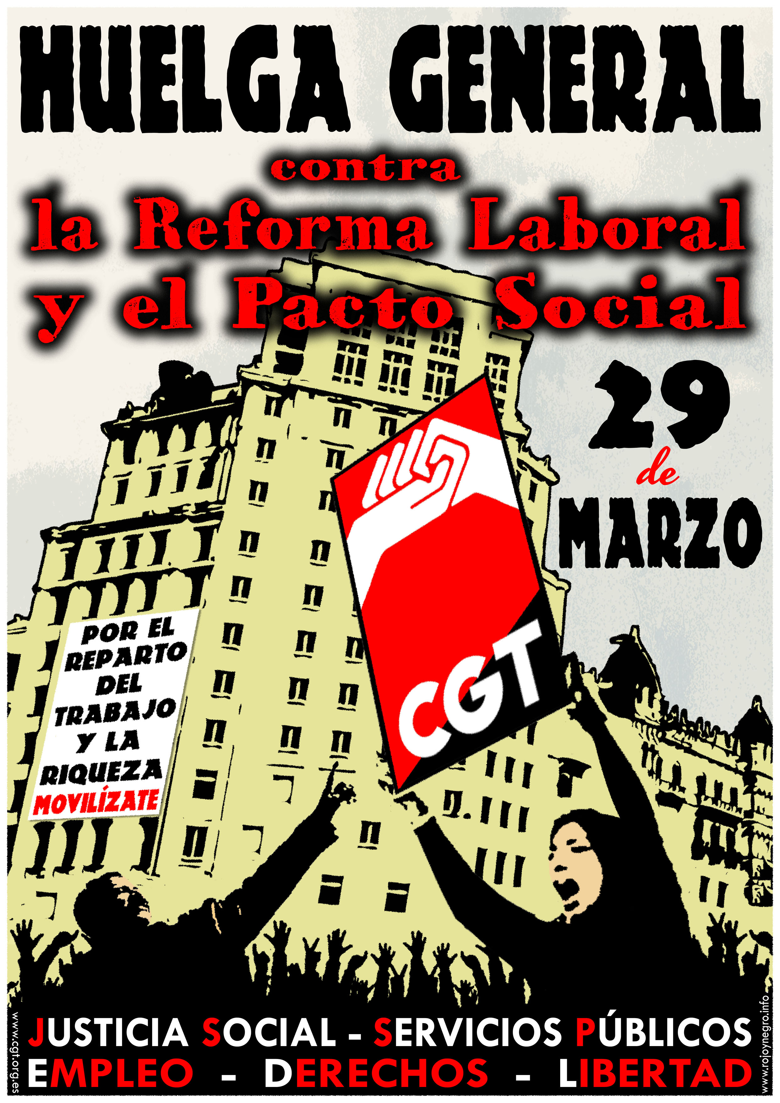 Carteles Cgt Huelga General 29 M Rojo Y Negro 