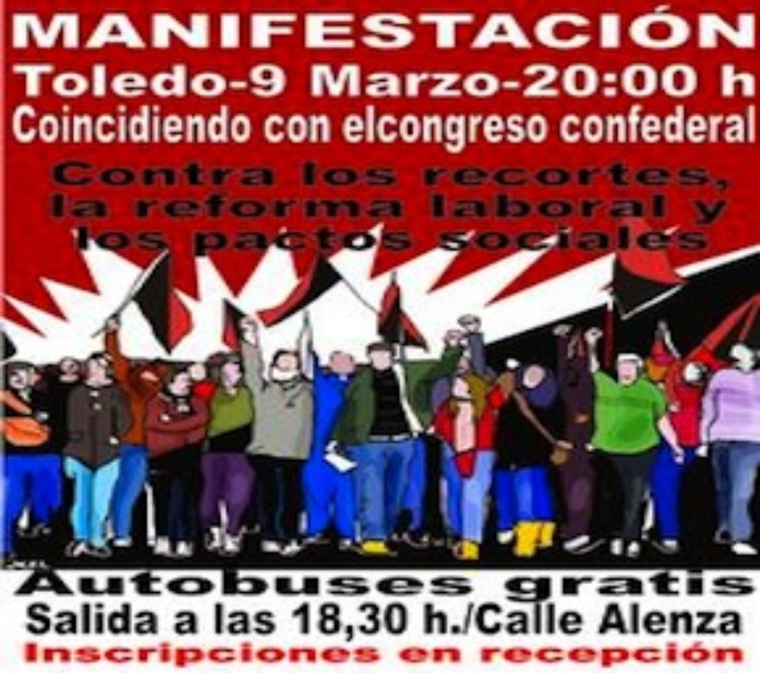 Toledo 9 M: Manifestación de CGT contra los recortes, las reformas y los pactos sociales