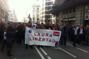 CGT se concentra en Barcelona contra el encarcelamiento de Laura Gómez
