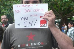 La CGT comunica su condolencia por la marcha de Don Juan Chávez (CNI). 3 de junio de 2012