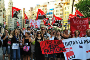 Video y fotos de la manifestación de los trabajadores de Tele Tech en Valencia