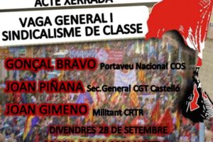 Acto charla «Huelga General y sindicalismo de clase» en Castellón
