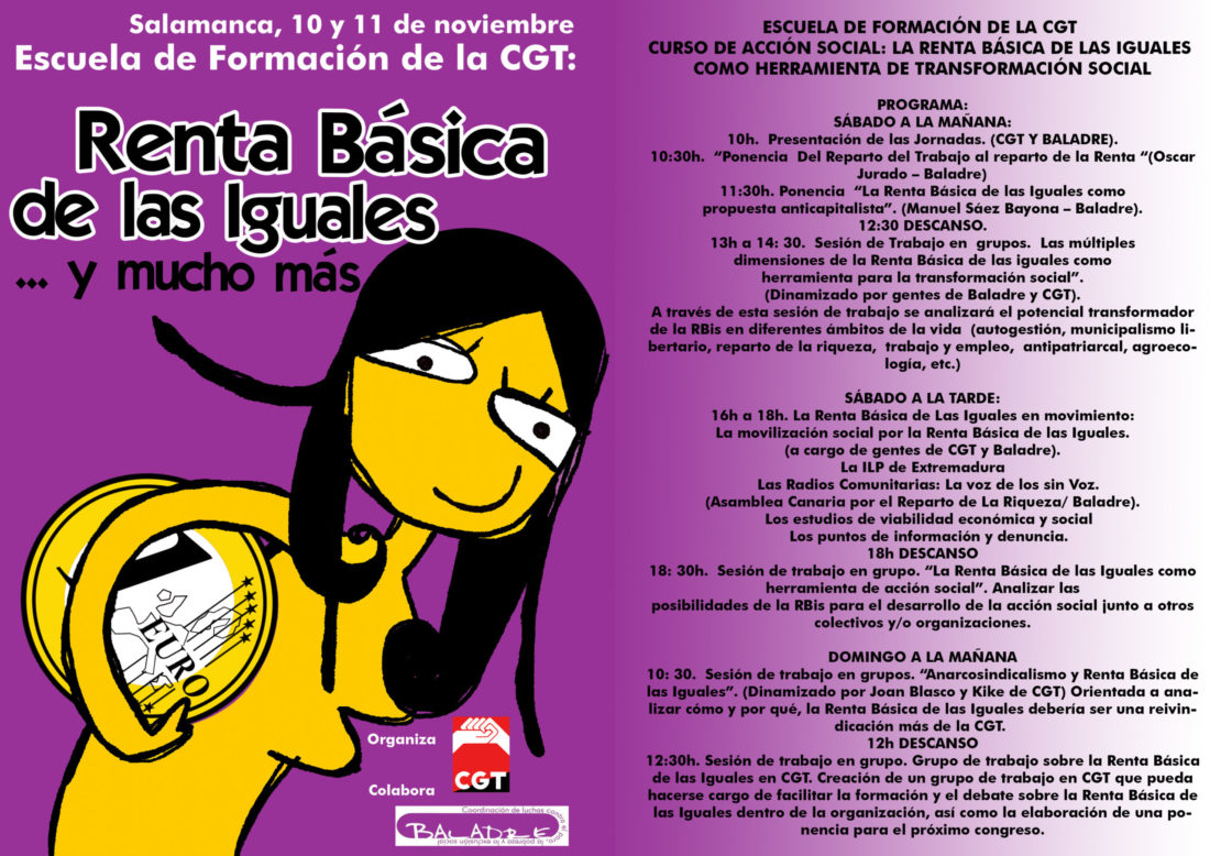 Jornadas de formación sobre «Renta Básica de las Iguales»