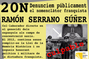 Castellón: Denunciamos públicamente al nomenclátor franquista