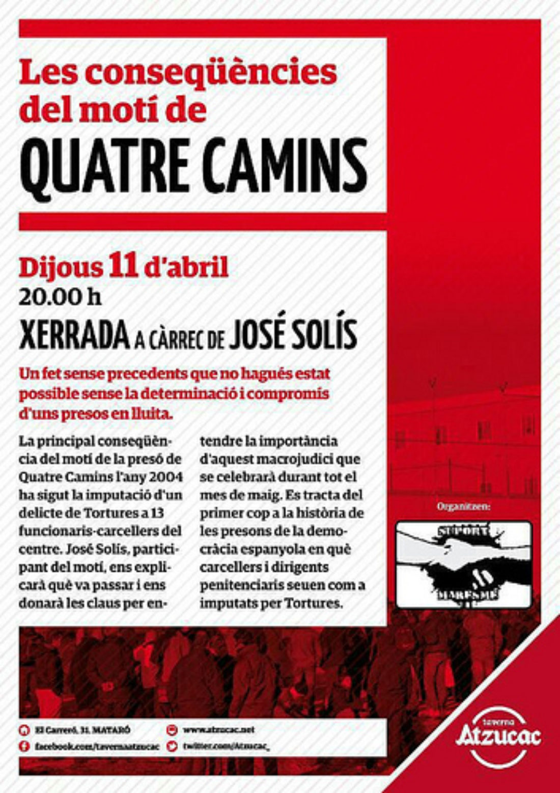 Las consecuencias del motín de 4 Camins: charla en Mataró el 11 de Abril, a cargo de José Solís.