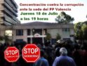 Concentración contra la corrupción ante la sede del PP Valencia