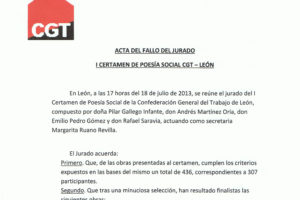 Elegidx lxs ganadorxs del I Certamen de poesía social de CGT León